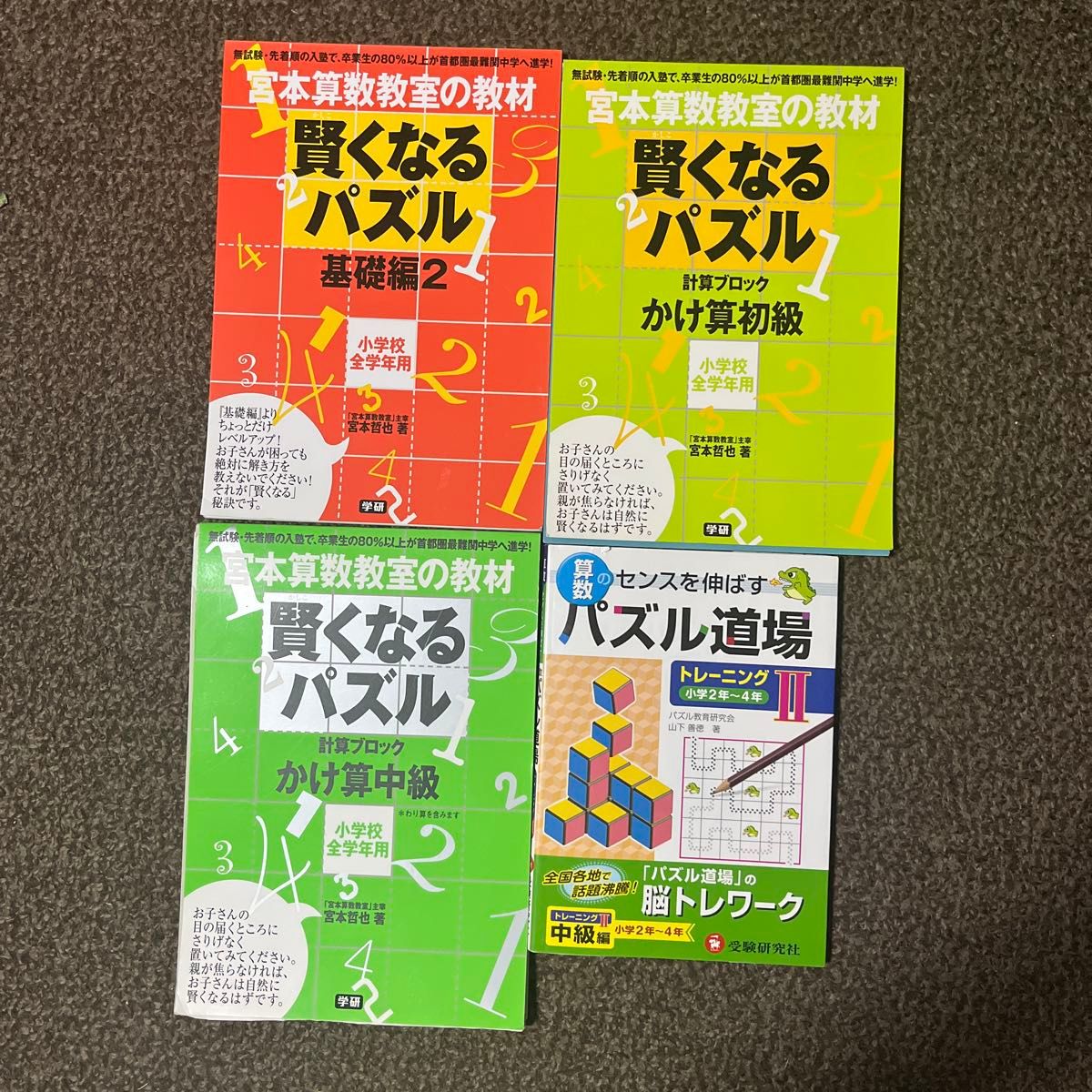 算数パズル道場&賢くなるパズル　計4冊　訳あり