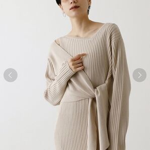 FRONT LINK ASYMMETRY KNIT OP/フロントリンクアシンメトリーニットワンピース
