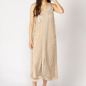 JEANASIS クラフトネット2Pノースリーブワンピース ベージュ ノースリーブワンピース