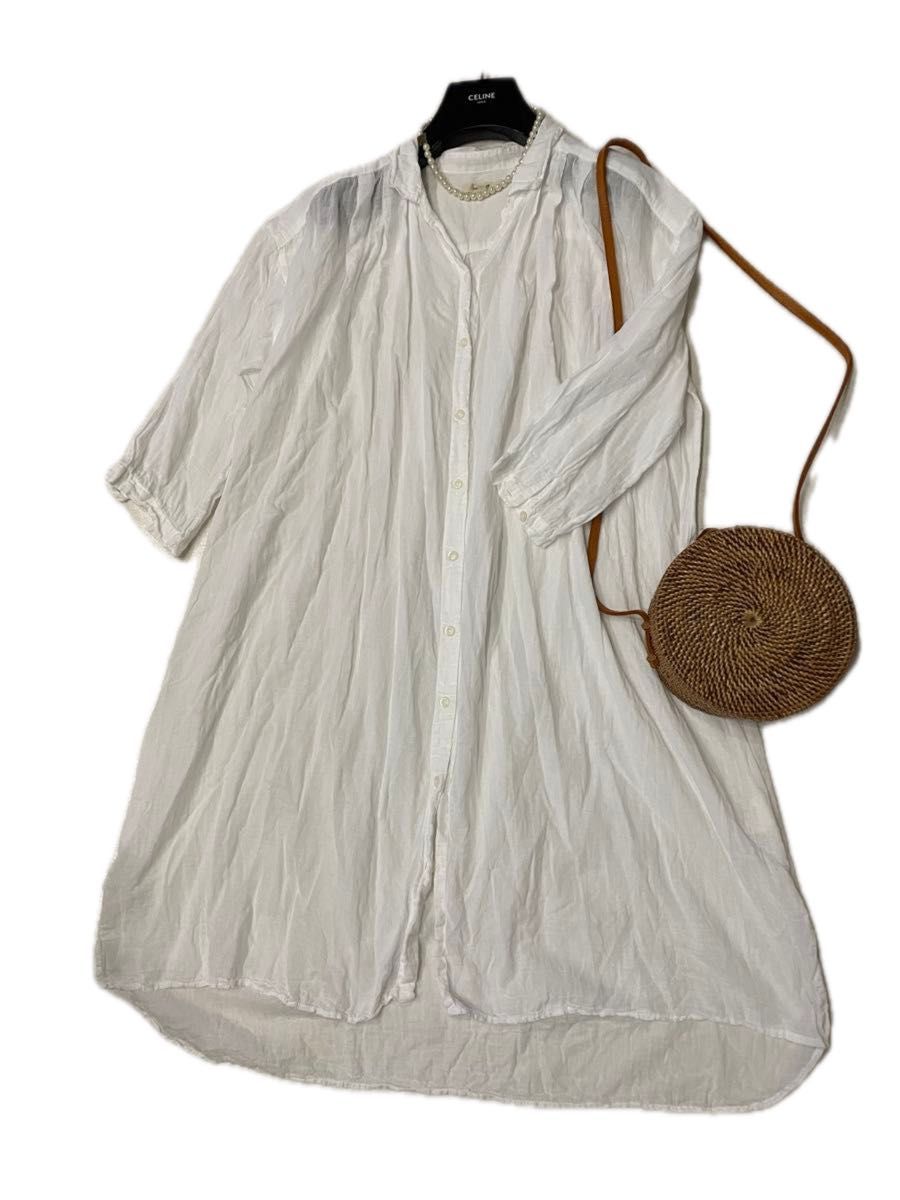 niko and... ニコアンド　ガーゼロングシャツ　ワンピース　チュニック　膝下　ロング　ゆったり　体型カバー　柔らかガーゼ