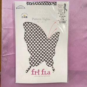 ROICA fri fla パターンタイツ 中ネット ブラック M~L 日本製