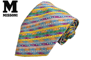 N-1743* free shipping * super-beauty goods *MISSONI CRAVATTE Missoni klabate* Italy made multicolor reji men taru weave cloth silk necktie 