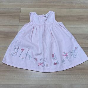 美品 激カワ 80cm next ネクスト コーデュロイ うさぎ ワンピース