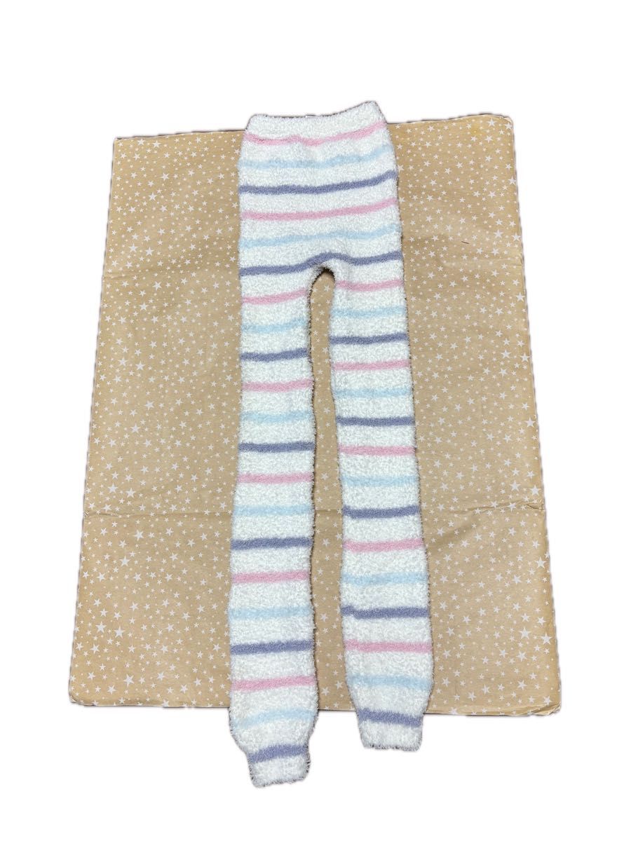 ボーダー レギンス もこもこ ルームウェア マルチカラー　135cm 