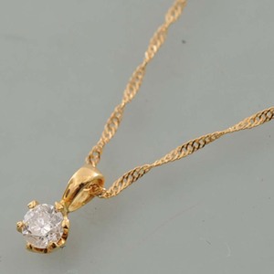 【D40】 k18 イエローゴールド　立爪 ダイヤモンド 0.2ct　デザイン　ペンダントネックレス　中古品