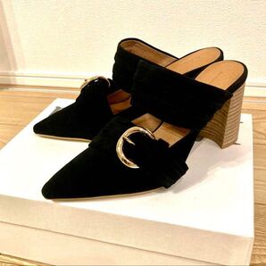 Au Bannister ★ブラックスエードミュール★36(23cm)