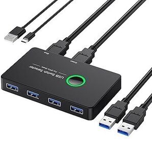 USB 3.0 スイッチ、PC用プリンター・スキャナー・マウス・キーボードを共有する2台のコンピューター用USBデバイス分岐器