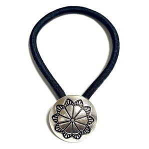 ネイティブ柄 コンチョ エスニック ヘアゴム (シルバー)