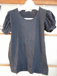 LOWRYS FARM/ Lowrys Farm puff sleeve T-shirt black M size 