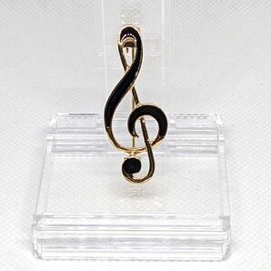 ト音記号 ブローチ ゴールド ブラック 音楽 楽器