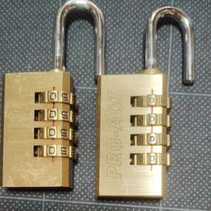 PRO-ACT ダイヤル式南京錠 4桁 2個セット ゴールド
