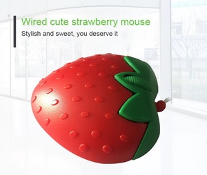 ミニUSB光ワイヤードマウス わいいイチゴの形 子供用 　※送料無料