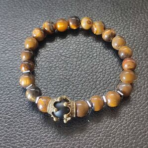 イエロー タイガーアイ ヴィンテージ オニキス ブレスレット メンズ