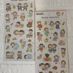 セリア デザインシール ステッカーセレクション 子供 こども 2種類 合計2枚セット 男の子 女の子