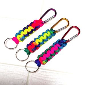 キーホルダー キーリング カラビナ付 ハンドメイド 3本組