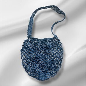ワンハンドルメッシュバッグ ネイビー ペーパーヤーン ショルダーバッグ ネットバッグ