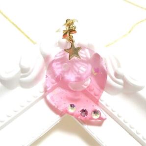 ハロウィン☆ピンクのオバケちゃんスワロフスキーネックレス☆クリア