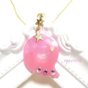 ピンクのオバケちゃんスワロフスキーネックレス☆ミルキー