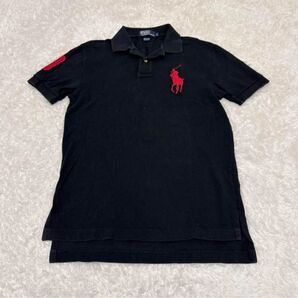 Polo by Ralph Lauren ポロバイラルフローレン★ ポロシャツ 半袖 刺繍ロゴ ポニー黒色ブラック Sサイズ