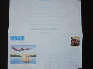 航空書簡 エログラム　ケーマン諸島 飛行機 航空機 帆船 ヤドカリ 水産　西インド諸島　船