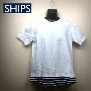 即決★SHIPS★JET BLUE★シップス★メンズ★Tシャツ★丸首★半袖★白★ボーダー★日本製★S★綿100%★マリンルック★