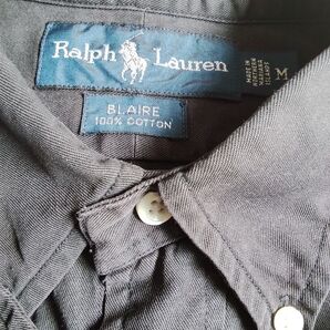 Ralph Lauren BLAIRE 長袖シャツ M ブラック 100%コットン肩幅52身幅67 後69 袖丈64 丈85 S例