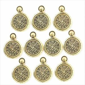 Art hand Auction Meal Plate Set of 10 G66 Pocket Watch Gold With Ring Round Resin Accessory Parts Frame Formwork Mold Charm mkznb, hand craft, handicraft, beadwork, metal parts