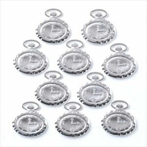 Art hand Auction Meal plate set of 10 s65 pocket watch white silver with ring with ring oval oval resin accessory parts frame mold mkznb, hand craft, handicraft, beadwork, metal parts