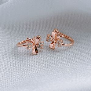 A229 クローバー ピンク S925 上品 両耳 ペア レディース かわいい 上品 幸運 イヤーカフ 小ぶり 小さめ ミニ