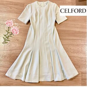 洗える CELFORD セルフォードタックカットソーワンピース ミントグリーン ロングワンピース M ワンピース 大人可愛い