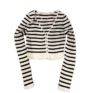ボーダー ショート丈 カーディガン