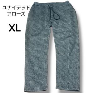 ユナイテッドアローズ<A DAY IN THE LIFE>ボンディングチェック イージーパンツ 裏フリース メンズXL グレー