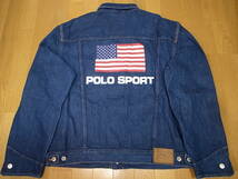 【送料無料 即決】POLO SPORT FLAG LOGO DENIM JACKET復刻ポロスポーツ Gジャン デニムジャケットUSAアメリカ星条旗 XL新品LIMITED EDITION_画像1