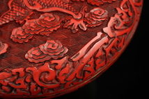 【最上】中国美術 堆朱 龍　昇龍 箱　箱子　菓子箱　盤 圓箱 乾隆年製 款 時代箱　1439_画像5