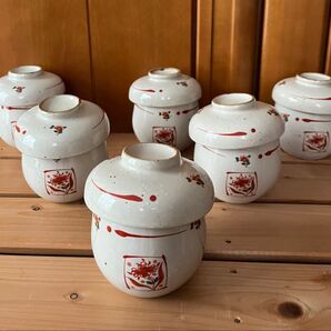 ☆ 和食器 茶碗蒸器 蓋付き小鉢 6個セット 陶器 小花柄 ☆
