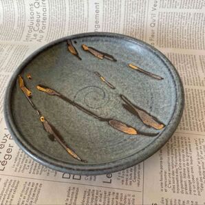 6寸皿 白マット釉薬 金銀彩