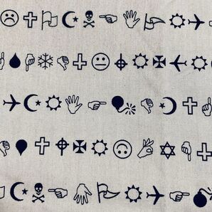 【未使用】Windows 絵文字 Emoji アイコン柄 コットン 生地布地 オックス グレー ブラック