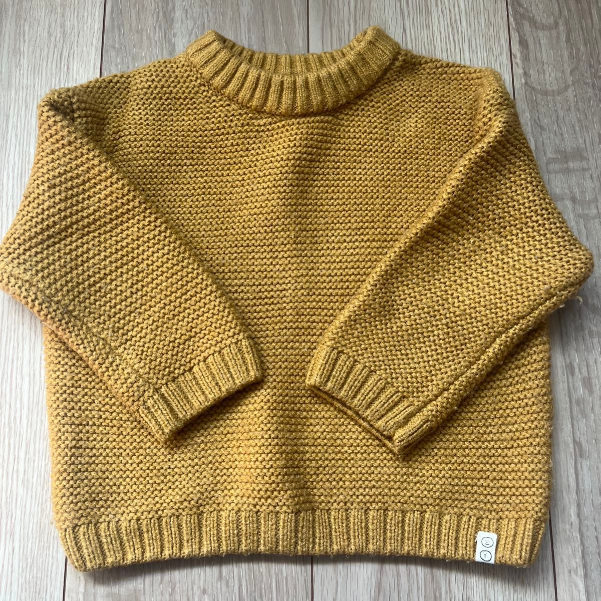 ZARA ニットセーター 12-18ヶ月 マスタードニットセーター イエロー系 長袖 無地 シンプル カジュアル　