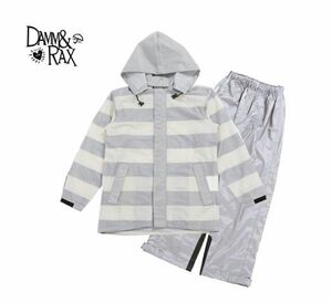 【アウトレット・大特価】ダムトラックス BORDER RAIN◆GRAY　XS レインウエア上下セット・収納袋付き 定価10,000円　バイカー 男女兼用