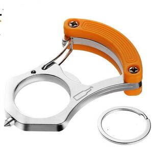 新品 非常事態用防犯防災屋外マルチツールキーチェーンリングキャンプサバイバルツールカラビナガラスブレイカー 色:オレンジ