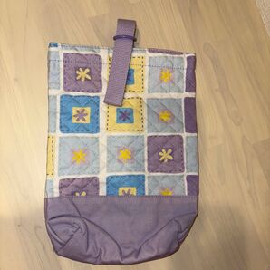 値下げ シューズケース 上履き入れ 花柄 キルティング パープル系