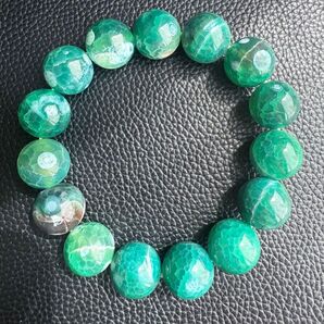 氷果石・青檸ソーダ14mm珠/約16.5cm/龍鱗瑪瑙ブレスレット