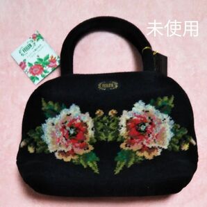 フェイラー ミニバッグ ムーンライトフラワー シュニール織 ブラック タグ付未使用 トートバッグ FEILER