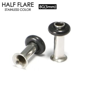 1個 8G ハーフフレア シングルフレア アイレット サージカルステンレス トンネル ボディピアス サージカルステンレス