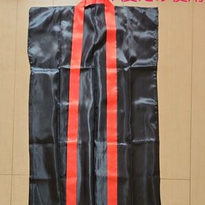 ソフトサテンロングはっぴ S(小学高学年~中学生向け)黒/赤