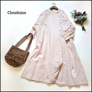 【値段交渉お気軽に♪】クラウドナイン●製品洗い加工♪コットンリネン羽織りロング丈ワンピース/訳あり美品 2way 麻 リメイク