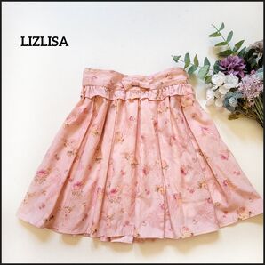 【値段交渉お気軽に♪】リズリサ●ペプラムフリル付き♪ウエストリボン姫系薔薇柄Aライン美脚ミニスカート y2k フェアリー グランジ
