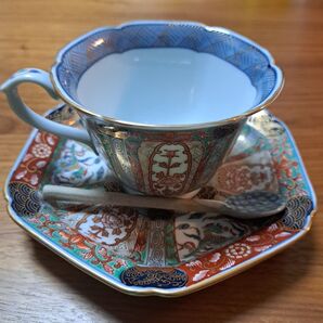 有田焼 復刻古伊万里 錦色絵 コーヒーカップ&ソーサー 1客