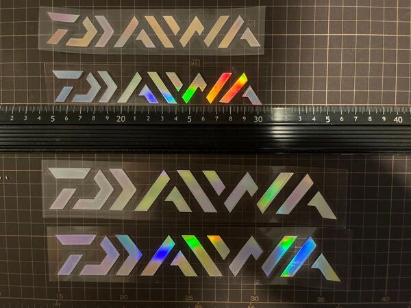 4枚セット 横15.3センチ 2枚+横21.3センチ 2枚 ダイワ daiwa プリズム レインボー ステッカー 転写シール 釣り