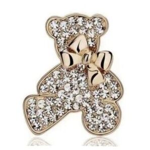 ブローチ クマ くま 熊 ゴールドカラー ジルコニア かわいい 可愛い アクセサリーピン
